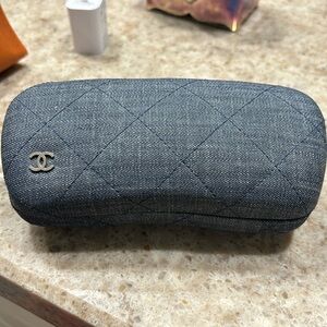 Chanel quilted denim sunglass case